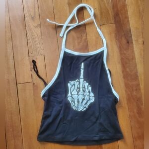 Too Fast Skeleton Hand Halter Top